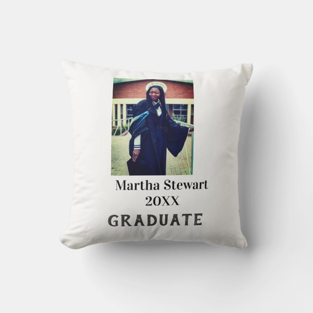 Graduation photo name year class university simple cushion (Front)