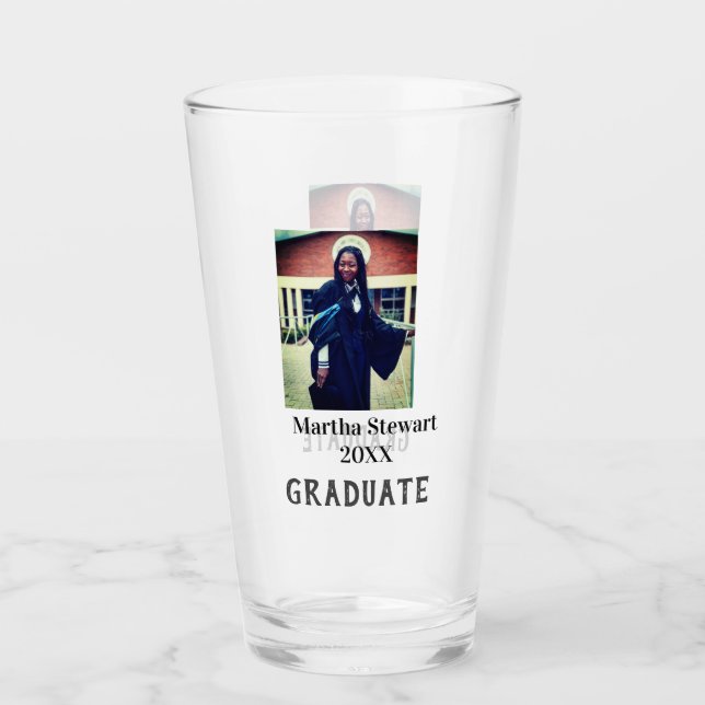 Graduation photo name year class university simple glass (Front)