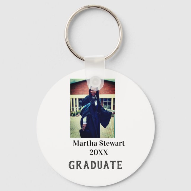 Graduation photo name year class university simple key ring (Front)