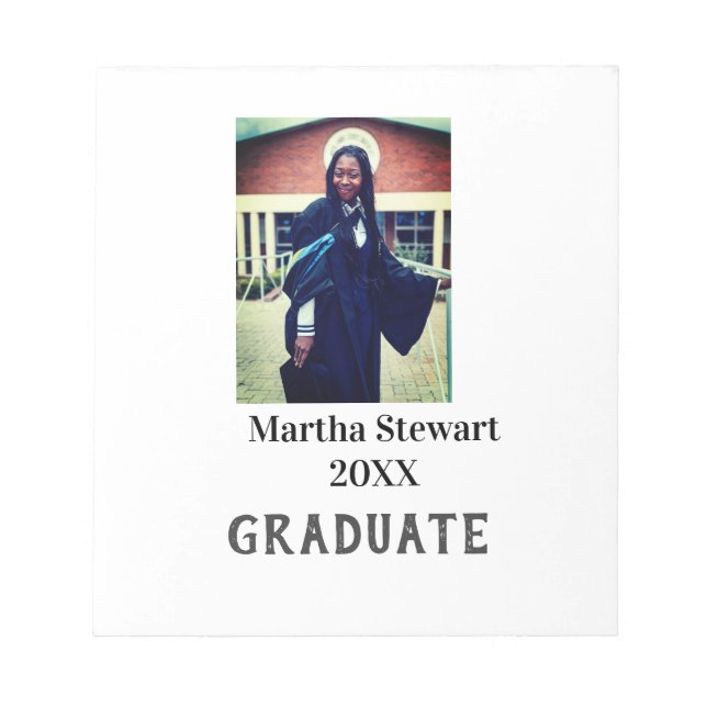 Graduation photo name year class university simple notepad (Front)