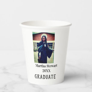 Graduation photo name year class university simple paper cups