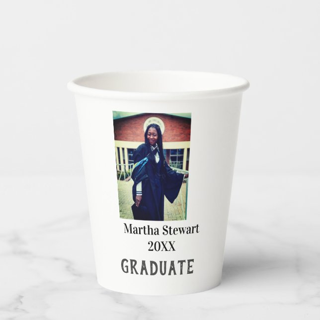 Graduation photo name year class university simple paper cups (Front)