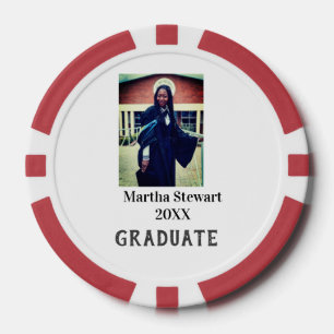 Graduation photo name year class university simple poker chips