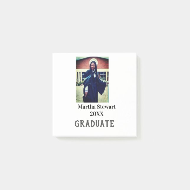 Graduation photo name year class university simple post-it notes (Front)