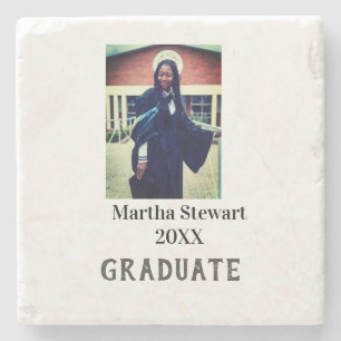 Graduation photo name year class university simple stone coaster
