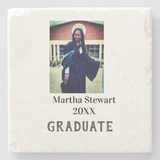 Graduation photo name year class university simple stone coaster (Front)