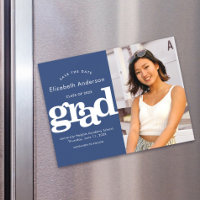 Graduation Photo Navy Bold Save the Date Modern