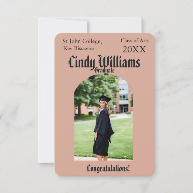 Graduation photo party invitation peach (Front)