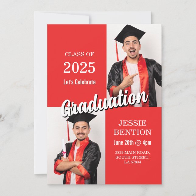 Graduation Photo Party Modern Simple Mens Invitation (Front)