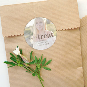 Graduation Photo Party Treat Custom Classic Round Sticker