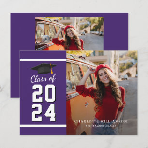 Graduation Photo Purple Grad 2026 Announcement