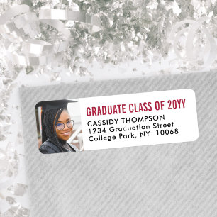 Graduation Photo Red Black & White Return Address