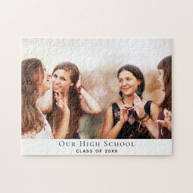 Graduation photo school name jigsaw puzzle (Horizontal)
