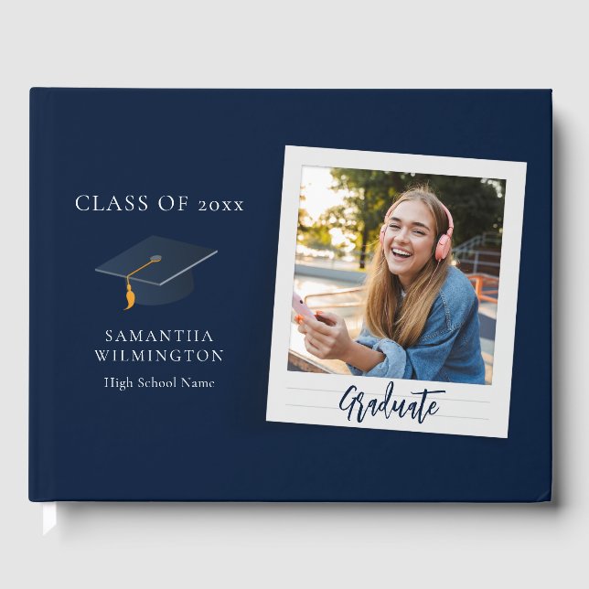 Graduation Photo Script Grad Party Guest Book (Front)