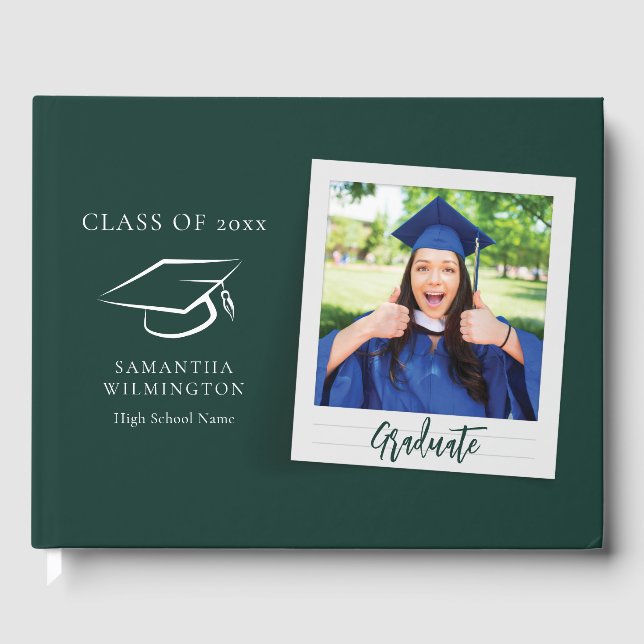 Graduation Photo Script Graduate Party Guest Book (Front)