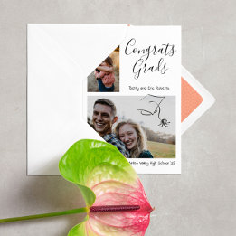 Graduation Photo Siblings Then and Now Invitation