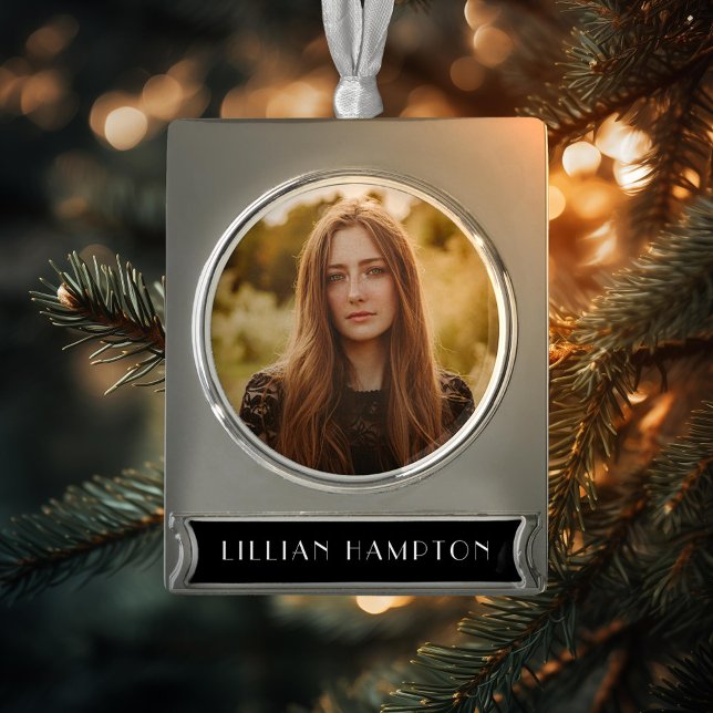 Graduation Photo Silver Plated Banner Ornament (Creator Uploaded)