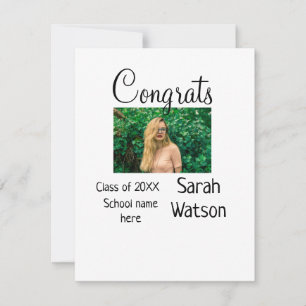 graduation photo simple classic add class year sch card