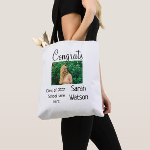 graduation photo simple classic add class year sch tote bag