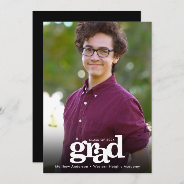Graduation photo simple modern bold typography announcement (Front/Back)