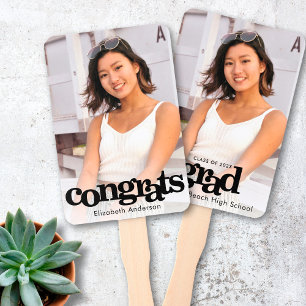 Graduation photo simple modern typography keepsake hand fan