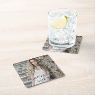 Graduation Photo Square Paper Coaster