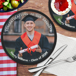Graduation Photo Stylish Graduate Party Paper Plate
