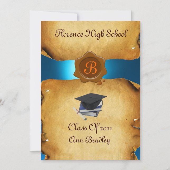 GRADUATION PHOTO TEMPLATE PARCHMENT blue Wax Seal (Front)