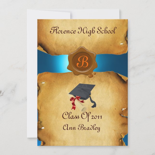 GRADUATION PHOTO TEMPLATE PARCHMENT blue Wax Seal (Front)