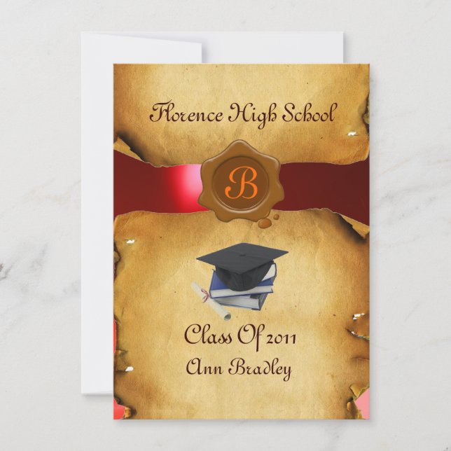 GRADUATION PHOTO TEMPLATE PARCHMENT red Wax Seal (Front)