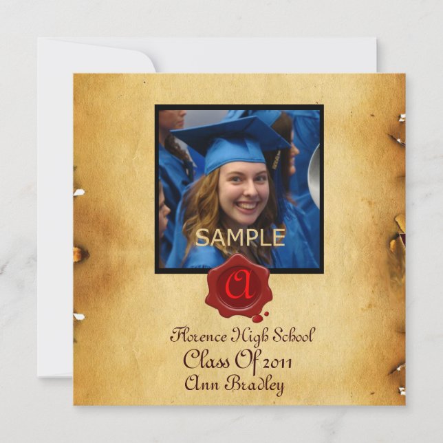 GRADUATION PHOTO TEMPLATE PARCHMENT red Wax Seal (Front)