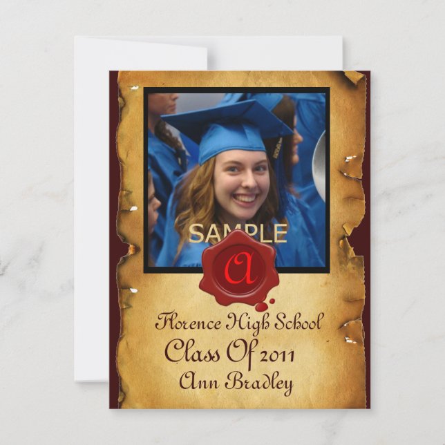 GRADUATION PHOTO TEMPLATE PARCHMENT red Wax Seal (Front)