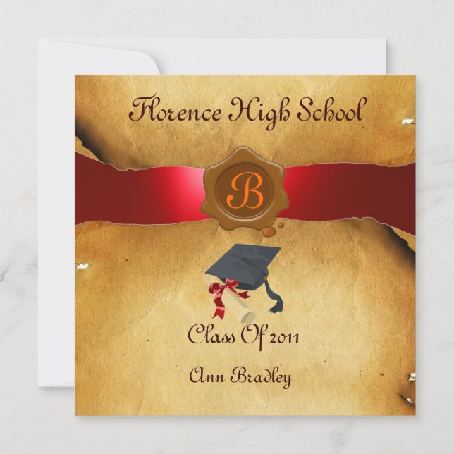 GRADUATION PHOTO TEMPLATE PARCHMENT red Wax Seal (Front)