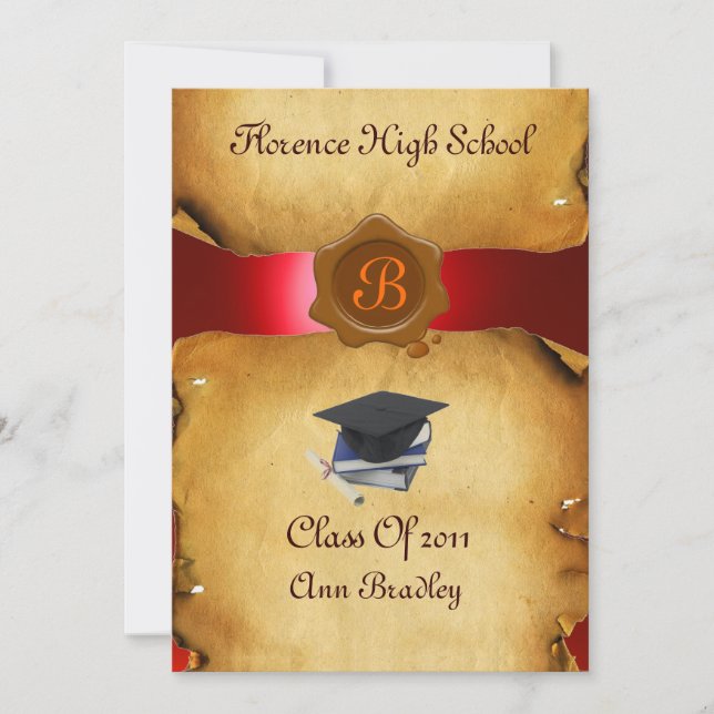 GRADUATION PHOTO TEMPLATE PARCHMENT red Wax Seal (Front)
