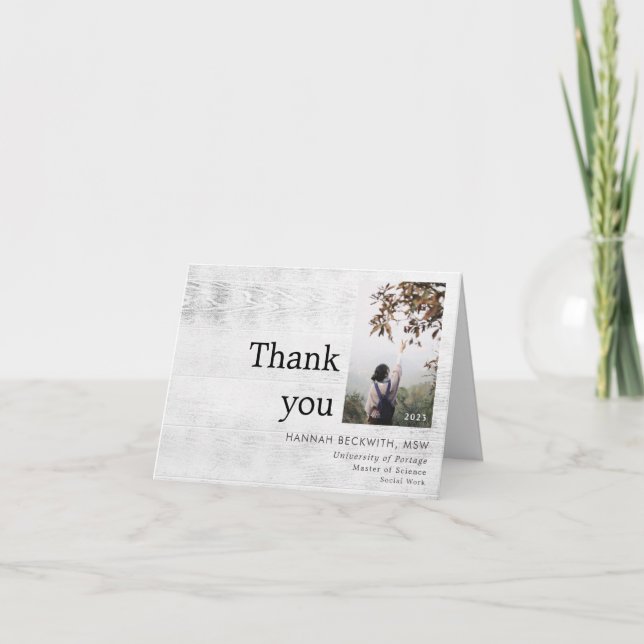 Graduation Photo Thank You Rustic Card (Front)