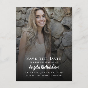 Graduation Photo Typography Modern Save the Date Invitation Postcard