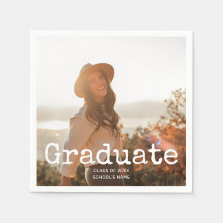 Graduation Photo Vintage Typography Napkin