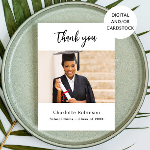 Graduation photo white thank you card