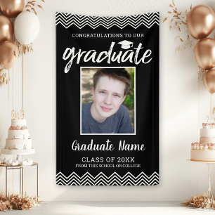 Graduation Photo with Grad Name Black Vertical Banner