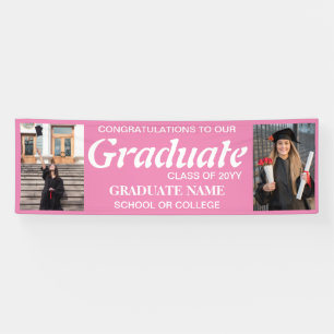 Graduation Photos, Class of Year, Graduate Pink Banner