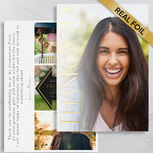 Graduation Photos Elegant Foil Thank You Card