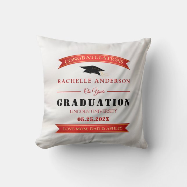 Graduation Pillow White Satin  (Front)