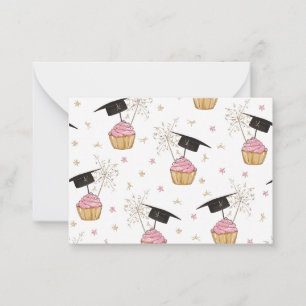 Graduation Pink Cupcake Graduation Cap Sparkler Card