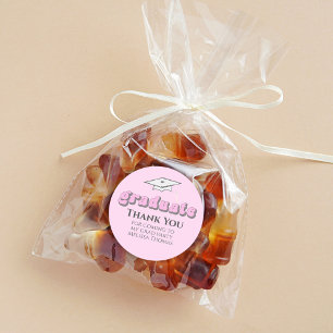 Graduation Pink Graduate Retro Typography Simple Classic Round Sticker