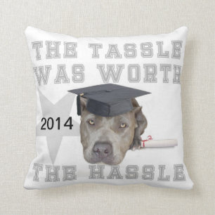 Graduation pitbull dog  Mojo pillow