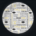 Graduation Plates<br><div class="desc">Party paper plates shown with a celebration of grad caps and messages print.
Customise this item or buy as is.




Licensed Print</div>
