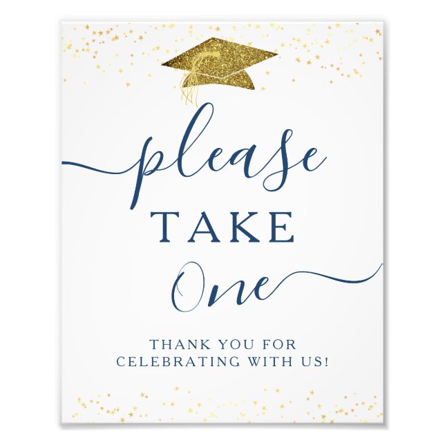 Graduation Please Take One Favour Sign Gold Cap (Front)