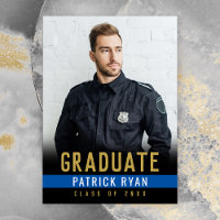 Graduation Police Thin Blue Line Photo Invitation