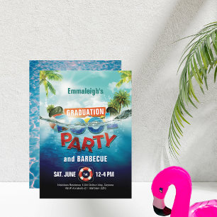 Graduation Pool Party Barbecue Photo Invitation