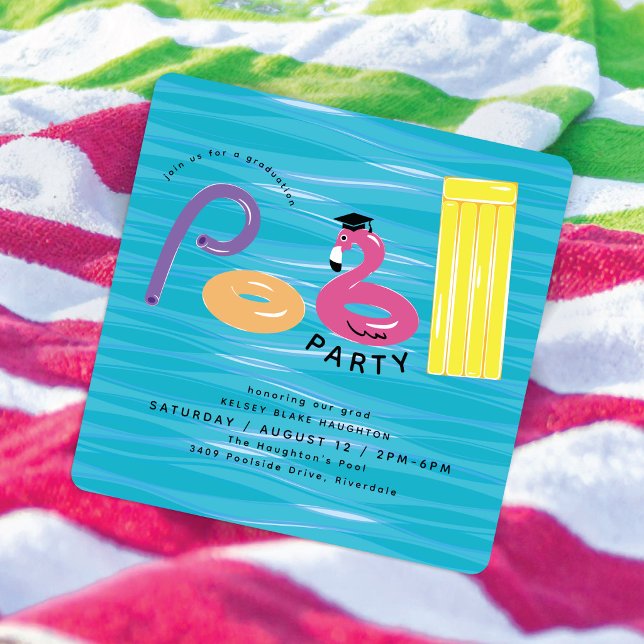 Graduation Pool Party | Pool Floats Grad Party Invitation (Creator Uploaded)